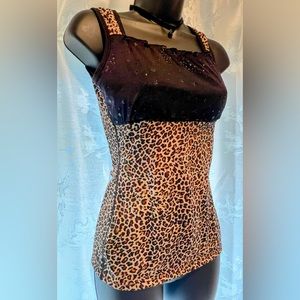 Leopard / Starry Black Print Top..Unique Design!